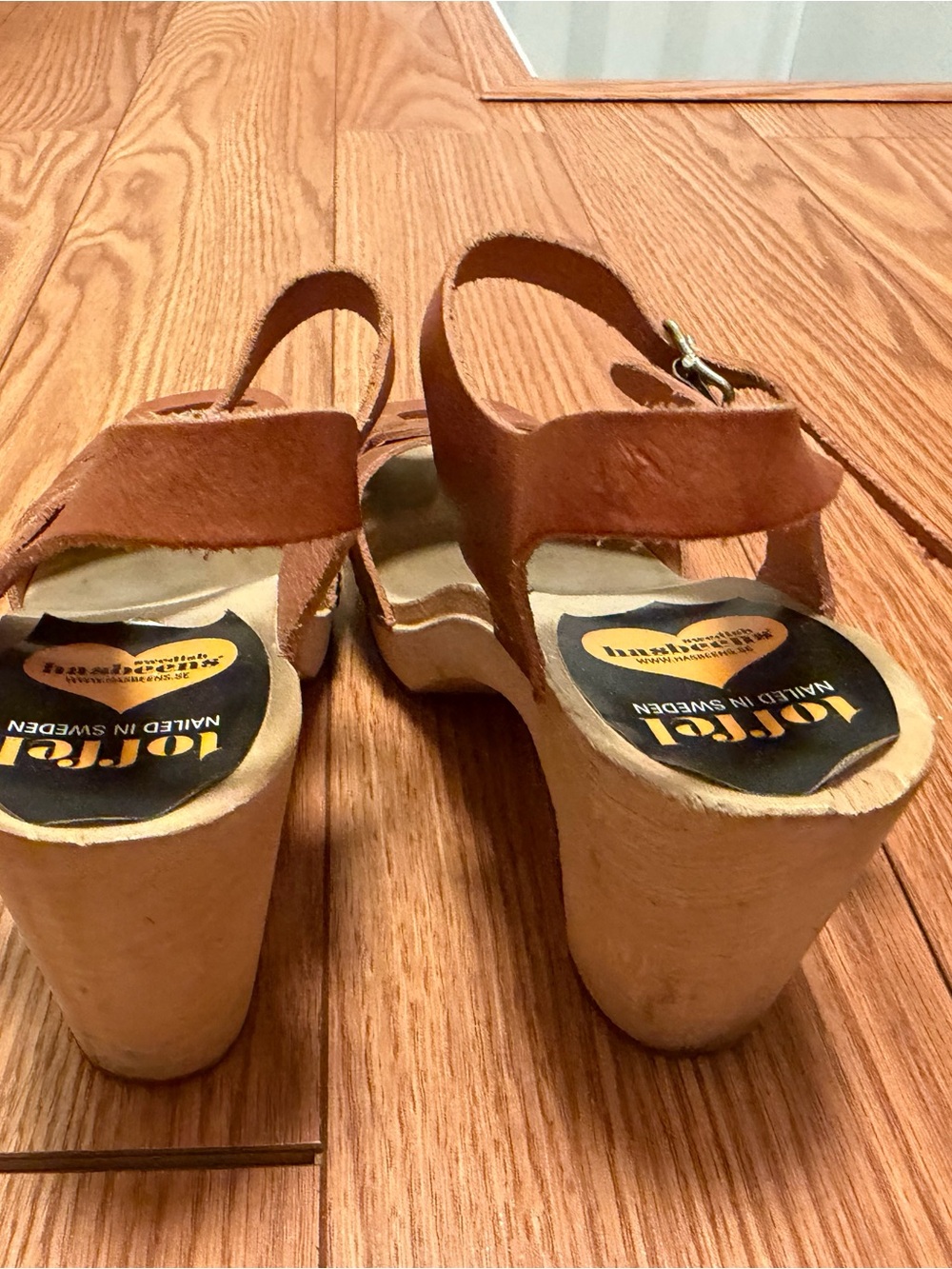 Swedish Hasbeens Brown Leather Open-Toe Heel Sandals - Picture 6 of 8